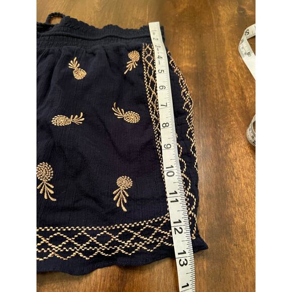 J. Crew Women's Navy Metallic Gold Pineapple Drawstring Casual Shorts Small - Picture 12 of 12